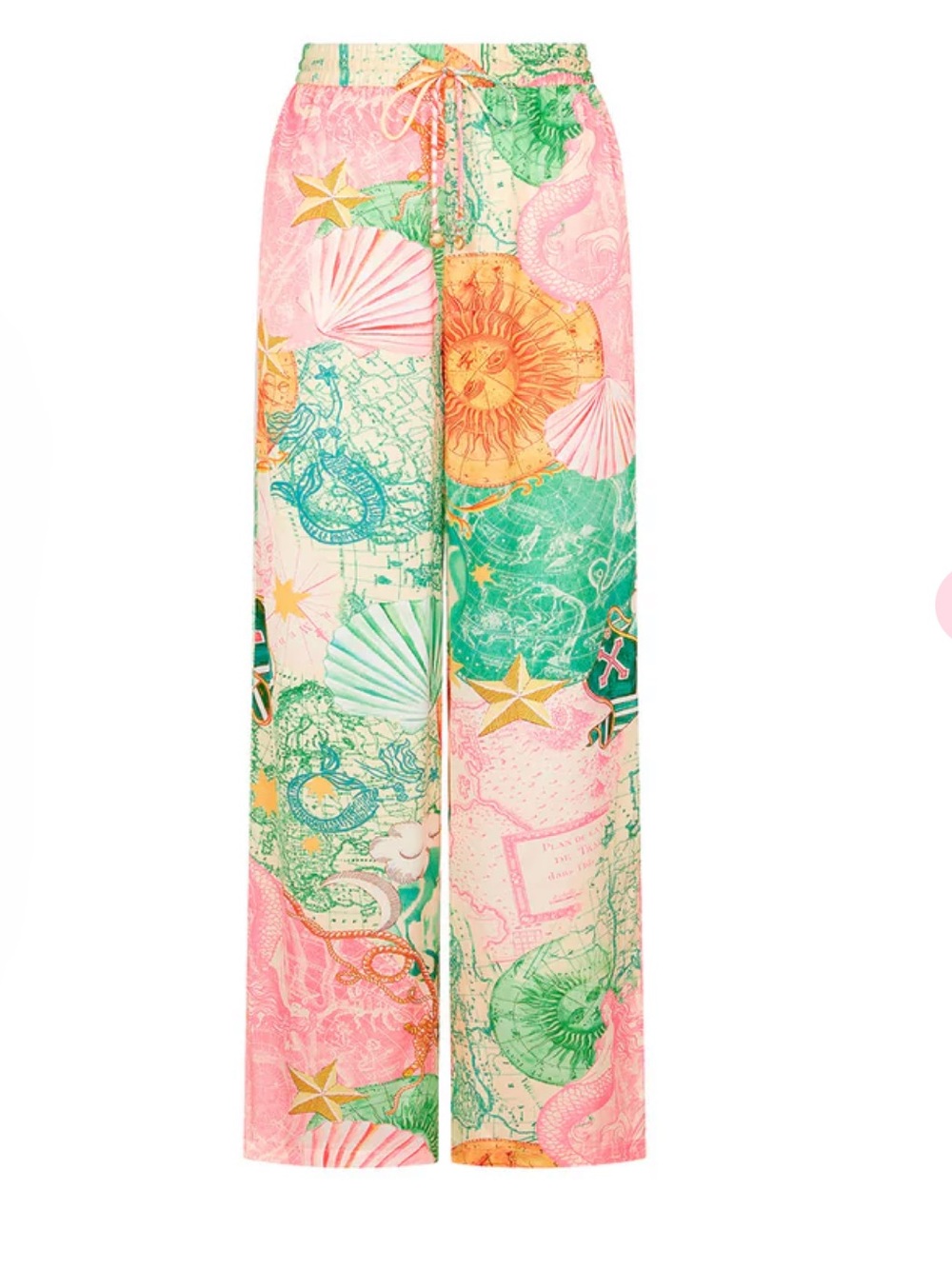 Kulani Kinis Drawstring resort pants in Neverland Pink, Wide-Leg Printed Pants - Picture 3 of 5